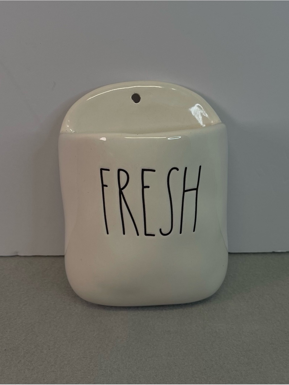 Rae Dunn "FRESH" Mini Ceramic Wall Planter / Wall Pocket Cream White